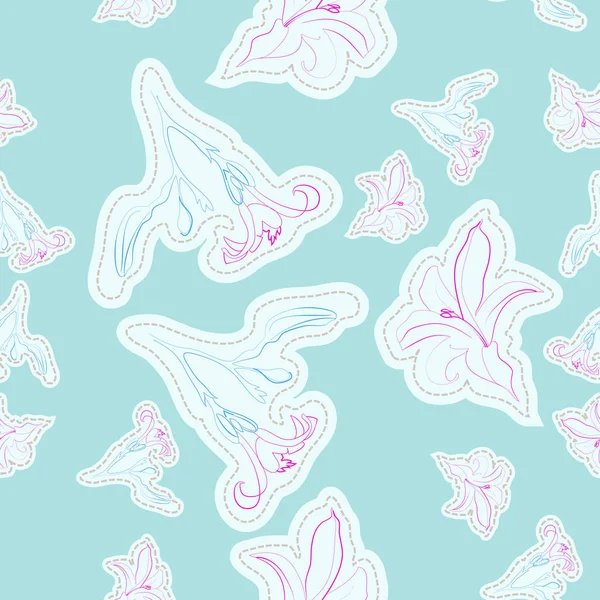 Seamless pattern of abstract lily flowers