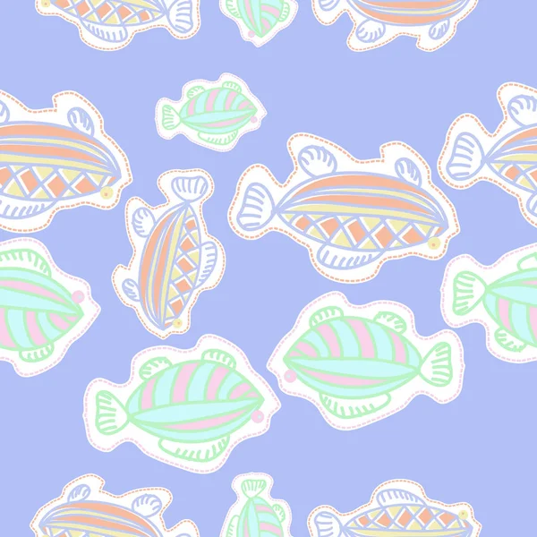 Seamless pattern of abstract sea fishes