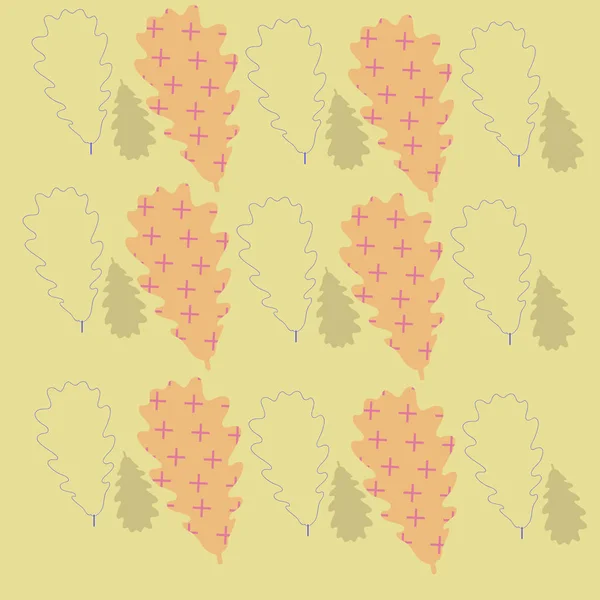 抽象的な色のオークの葉のシームレスなパターン — ストックベクタ