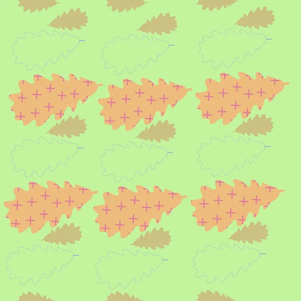 Nahtloses Muster Aus Abstrakt Gefärbten Eichenblättern — Stockvektor