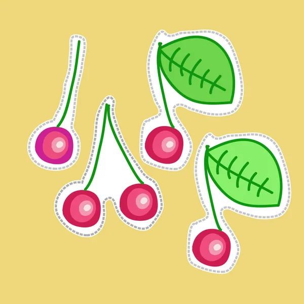 Colored Pattern Ripe Cherries — Stock Vector