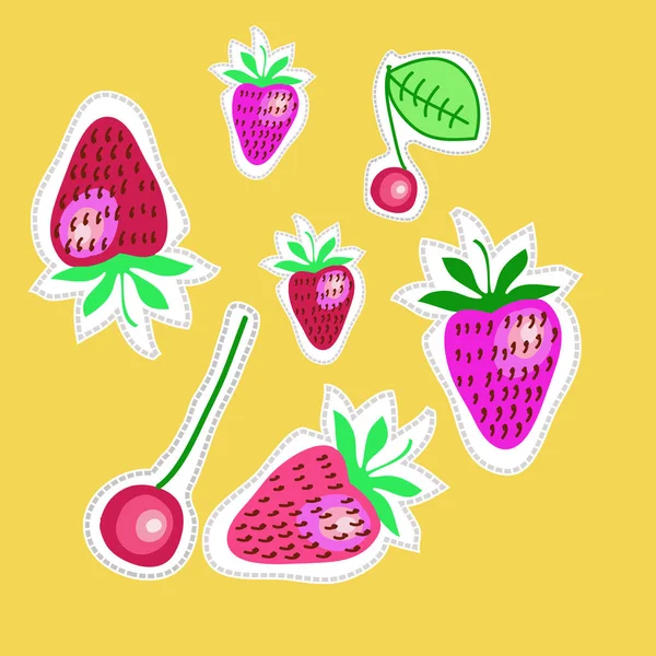 Buntes Muster Mit Sommerbeeren Vektorillustration — Stockvektor