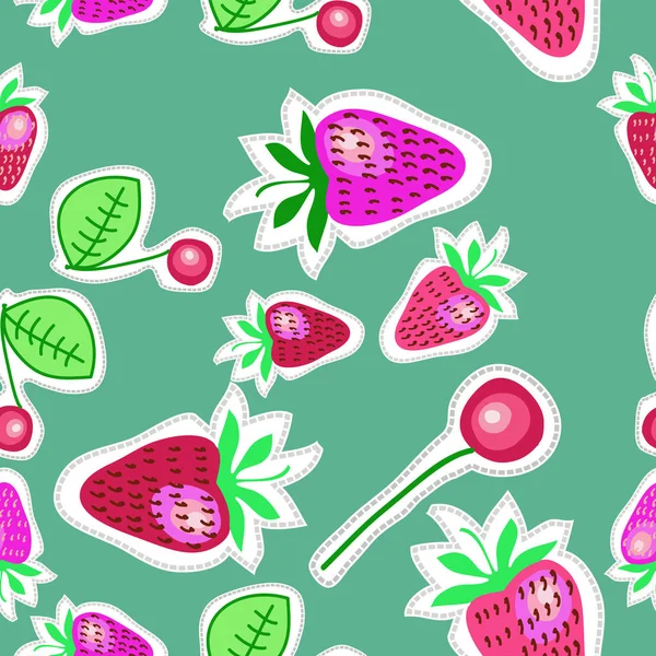 Buntes Muster Mit Sommerbeeren Vektorillustration — Stockvektor