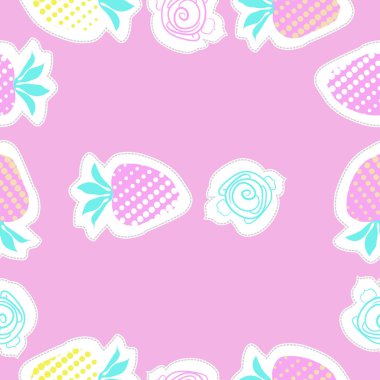 renkli arka planda çilek, kopya alanı