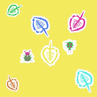 komik böcekler ve yaprakları ile renkli desen