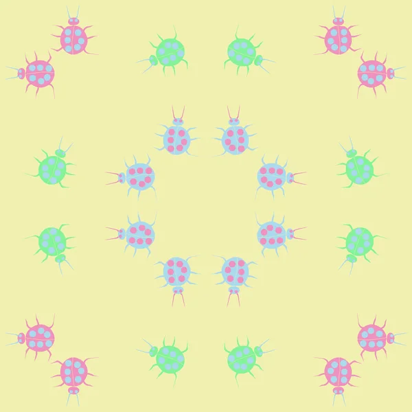 抽象简单瓢虫的无缝模式 — 图库矢量图片
