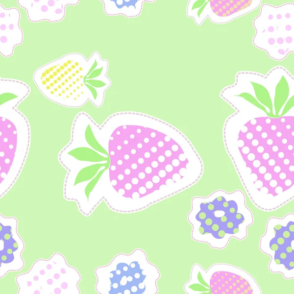 五颜六色的图案与夏季浆果 矢量插图 — 图库矢量图片