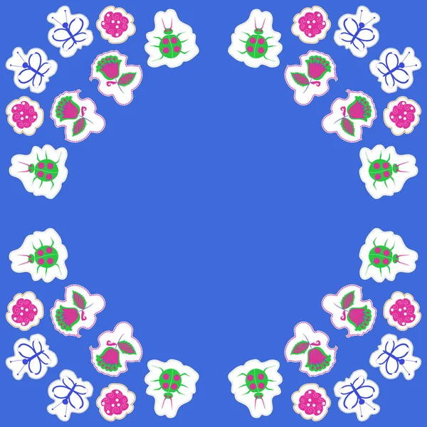 Απρόσκοπτη Μοτίβο Των Αφηρημένων Πολύχρωμα Λουλούδια Και Έντομα — Διανυσματικό Αρχείο