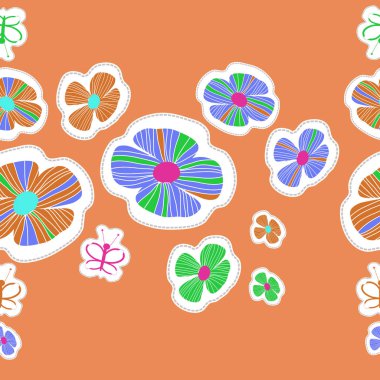 Soyut renkli çiçekler ve kelebekler Dikişsiz desen