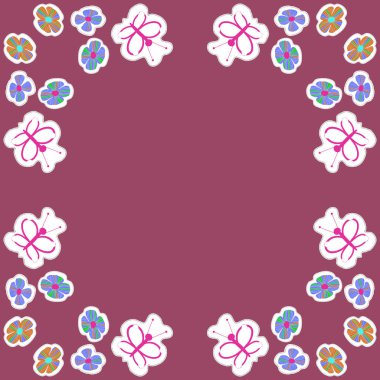 Soyut renkli çiçekler ve kelebekler Dikişsiz desen