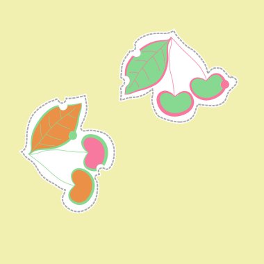 olgun kiraz ile renkli desen