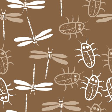 soyut basit böcekler ve yusufçuk desen 