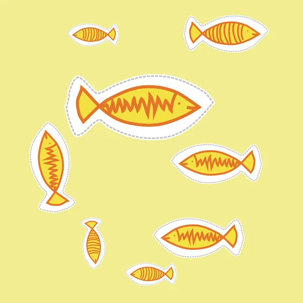 背景にかわいい魚と創造的なパターン — ストックベクタ