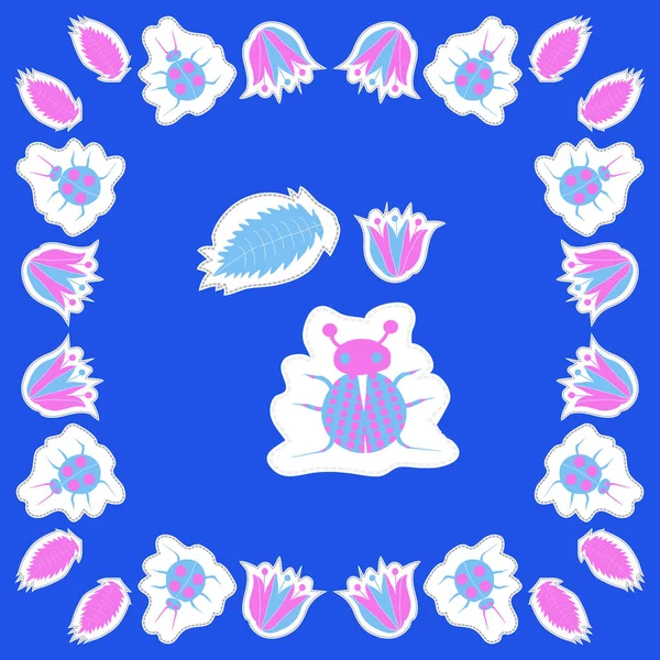 Безшовний Візерунок Абстрактних Простих Квітів Жучків — стоковий вектор
