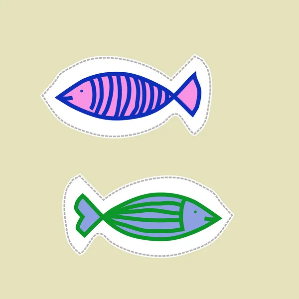 Pola Mulus Yang Lucu Dengan Ikan Ilustrasi Vektor - Stok Vektor