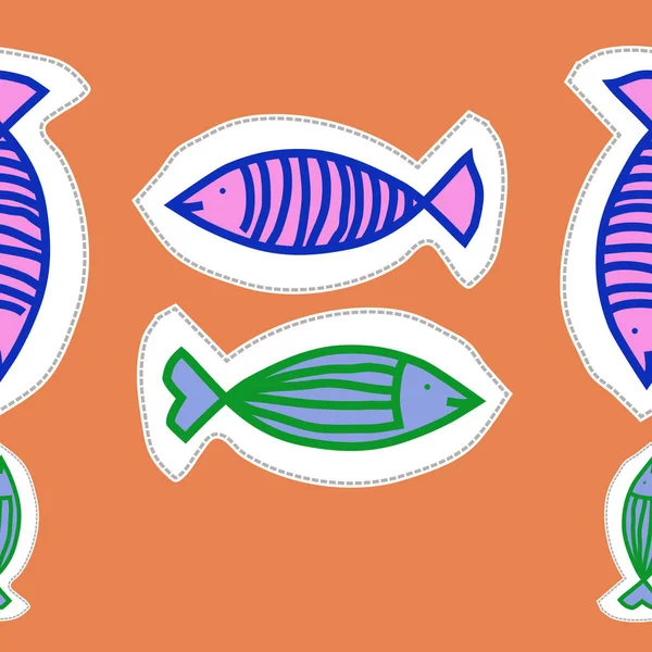 Cute Seamless Pattern Fishes Vector Illustration — Stock Vector