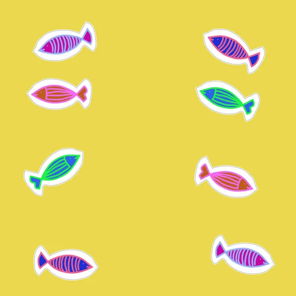 Cute Seamless Pattern Fishes Vector Illustration — Stock Vector