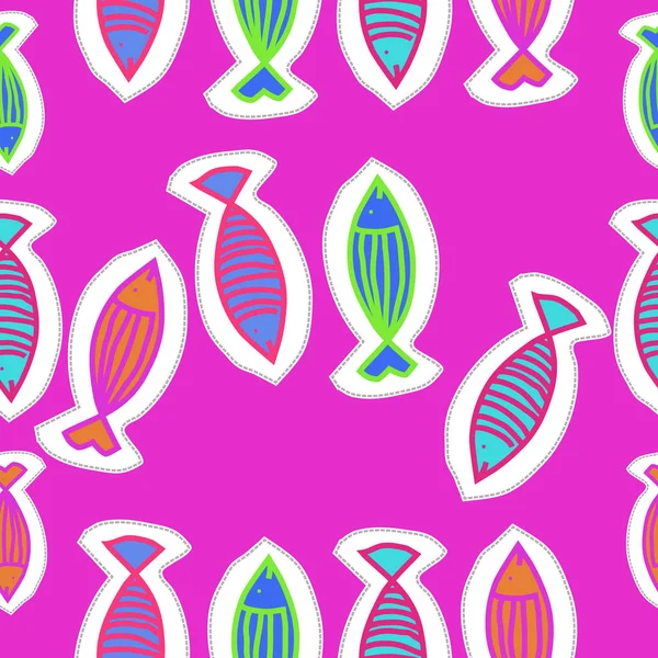 Χαριτωμένο Ενιαίο Μοτίβο Ψάρια Απεικόνιση Διανυσματικών Φορέων — Διανυσματικό Αρχείο