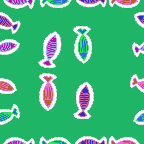 Cute Seamless Pattern Fishes Vector Illustration — Stock Vector