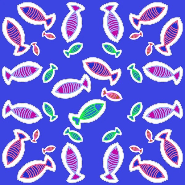Balıklar ile sevimli Dikişsiz desen. Vektör Illustration