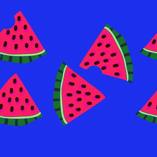Niedlichen Einfachen Hintergrund Mit Wassermelonen Stücke — Stockvektor