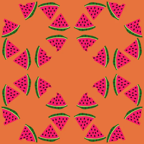 Cute Simple Background Watermelons Pieces — Stock Vector