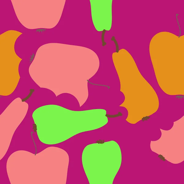 リンゴと梨の果物と着色された背景 — ストックベクタ
