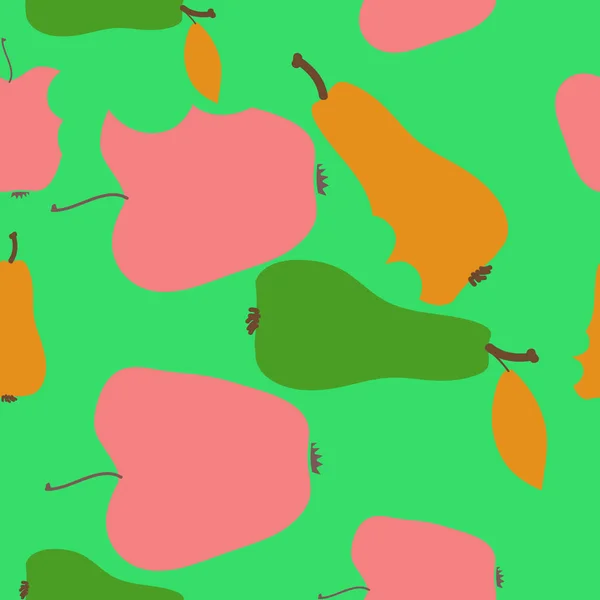 Fundo Colorido Com Maçãs Pêras Frutas —  Vetores de Stock