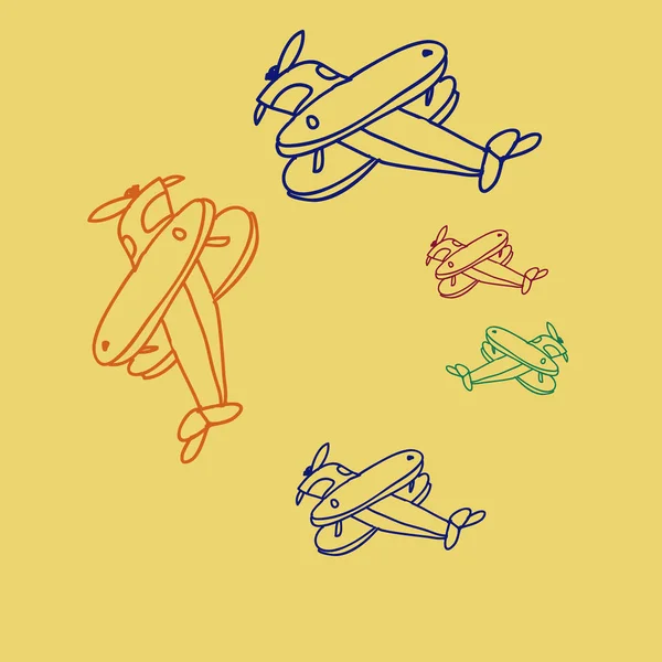 Fondo Color Con Aviones — Vector de stock