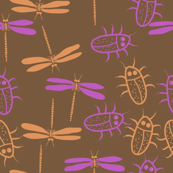 soyut basit böcekler ve yusufçuk desen 