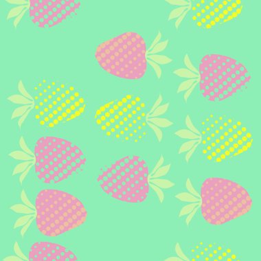 Çilek Dikişsiz yarı ton deseni. Vektör Illustration