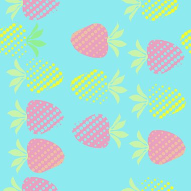 Çilek Dikişsiz yarı ton deseni. Vektör Illustration