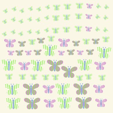 Kelebekler ile yatay desen. Vektör Illustration