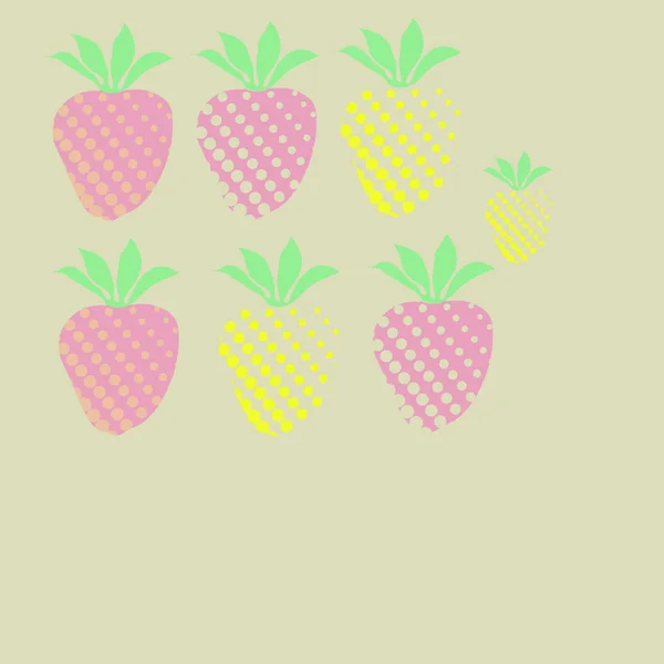 Fresas Patrón Medio Tono Sin Costuras Ilustración Vectorial — Vector de stock