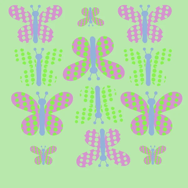 Patrón Horizontal Con Mariposas Ilustración Vectorial — Archivo Imágenes Vectoriales