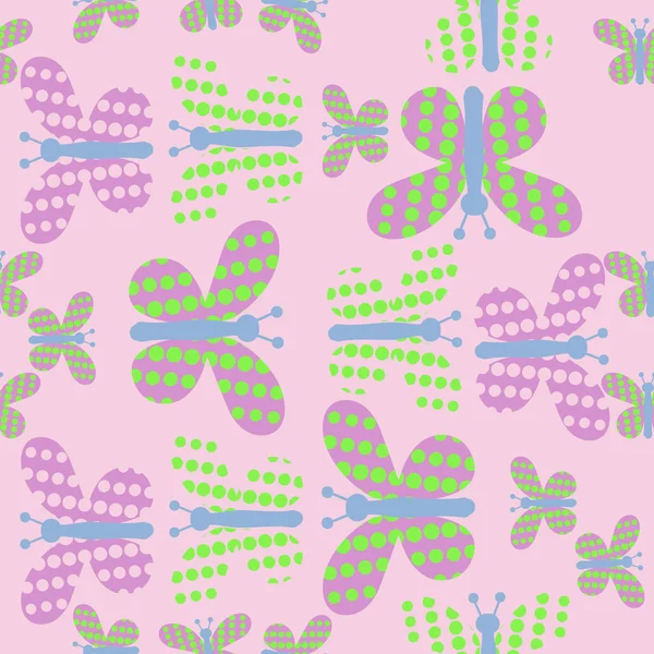 Horizontales Muster Mit Schmetterlingen Vektorillustration — Stockvektor