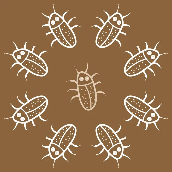 Colored Pattern Funny Beetles — Stock Vector