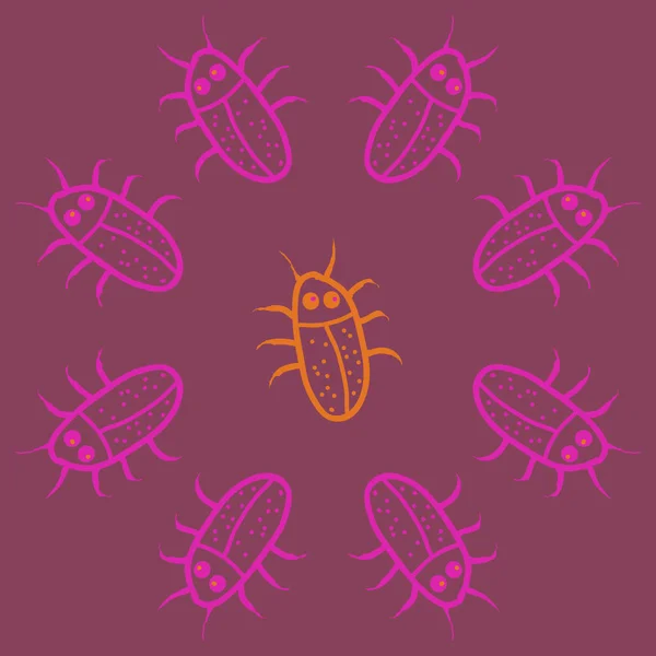Motif Coloré Avec Coléoptères Drôles — Image vectorielle