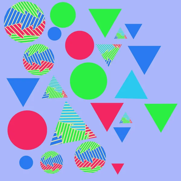 Gestreifte Rechtecke Kreise Dreiecke Abstraktes Muster — Stockvektor