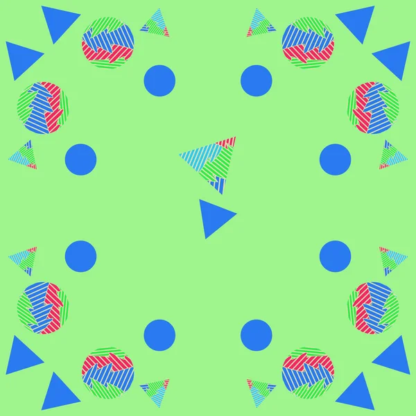 Gestreifte Rechtecke Kreise Dreiecke Abstraktes Muster — Stockvektor