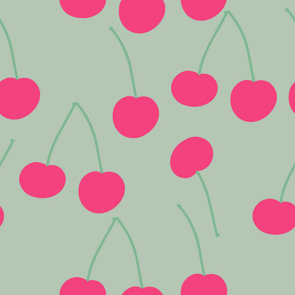 Цветной узор с спелыми вишнями
