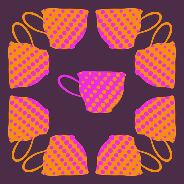 Motif Coloré Avec Des Tasses Thé — Image vectorielle