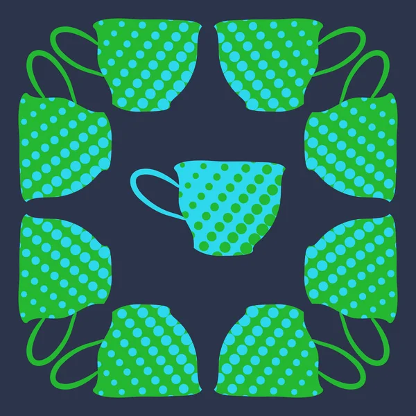 Motif Coloré Avec Des Tasses Thé — Image vectorielle
