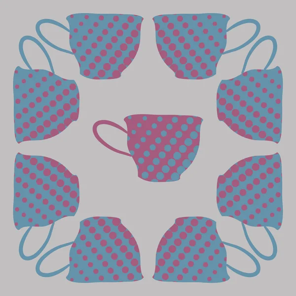 Motif Coloré Avec Des Tasses Thé — Image vectorielle