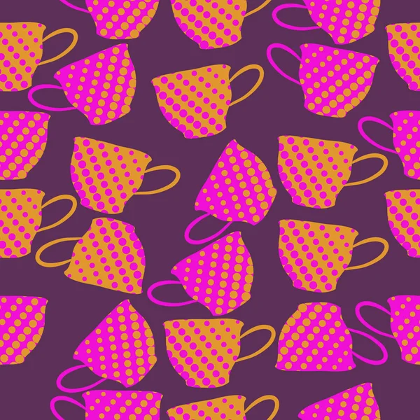 Цветной Узор Чашками Чая — стоковый вектор