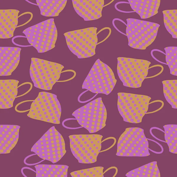 Цветной Узор Чашками Чая — стоковый вектор