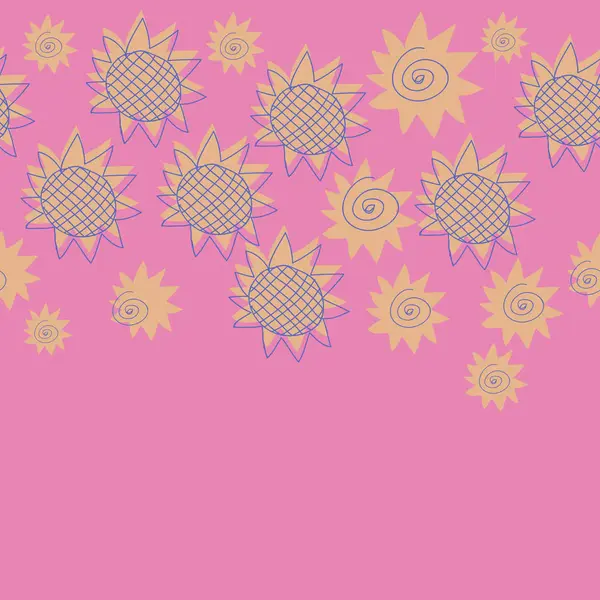 Nahtloses Muster Abstrakter Einfacher Sonnenblumen — Stockvektor