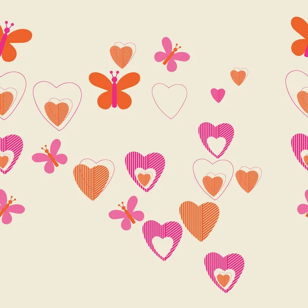 抽象的なシンプルな花や蝶のシームレスなパターン — ストックベクタ