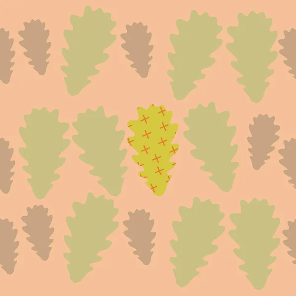 抽象彩色橡树叶的无缝图案 — 图库矢量图片