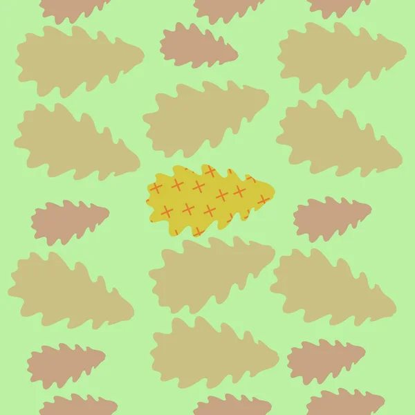 抽象的な色のオークの葉のシームレスなパターン — ストックベクタ